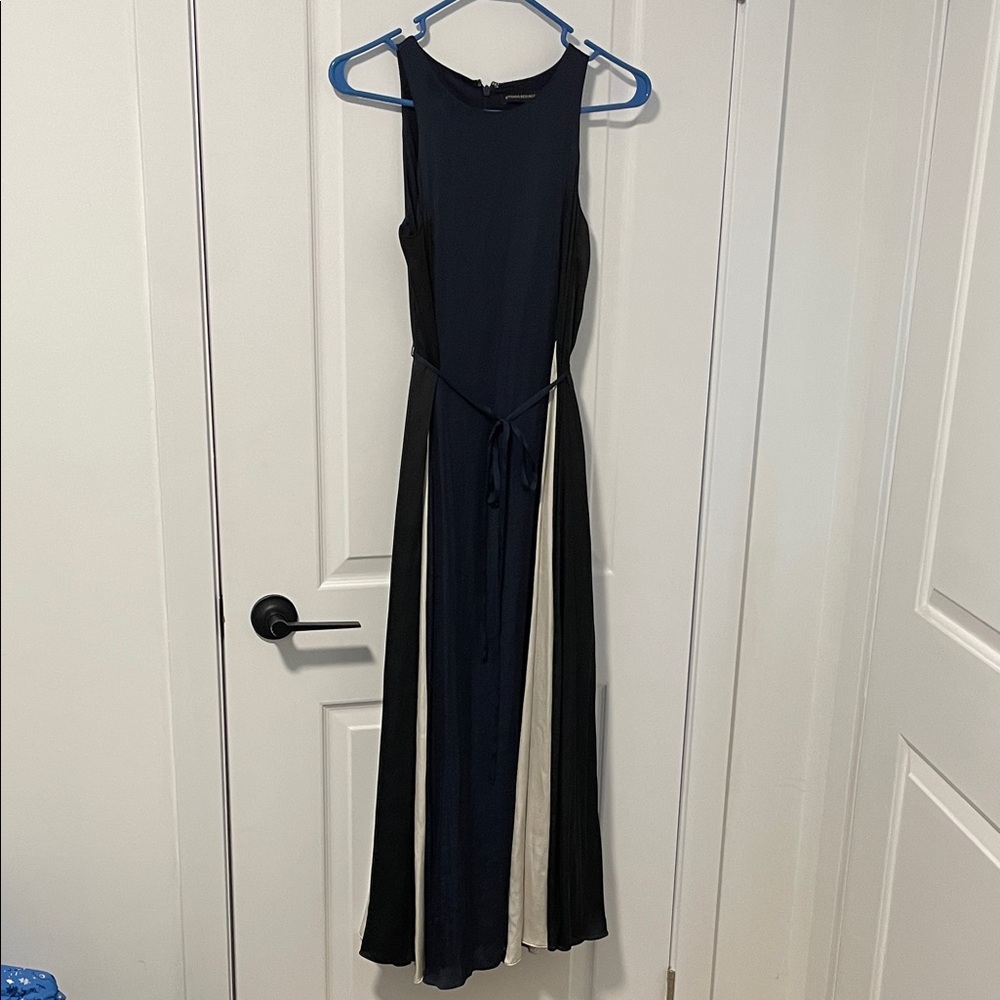 Banana Republic Navy Sleeveless Colorblock Maxi Dress with Black & Cream Panels